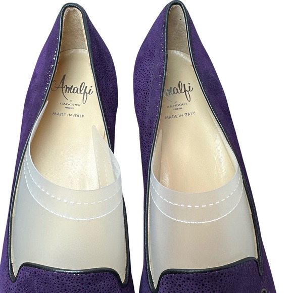 Amalfi by Rangoni Purple Textured Leather Lace Loafers Flats Womens 8 Italy - Picture 6 of 10